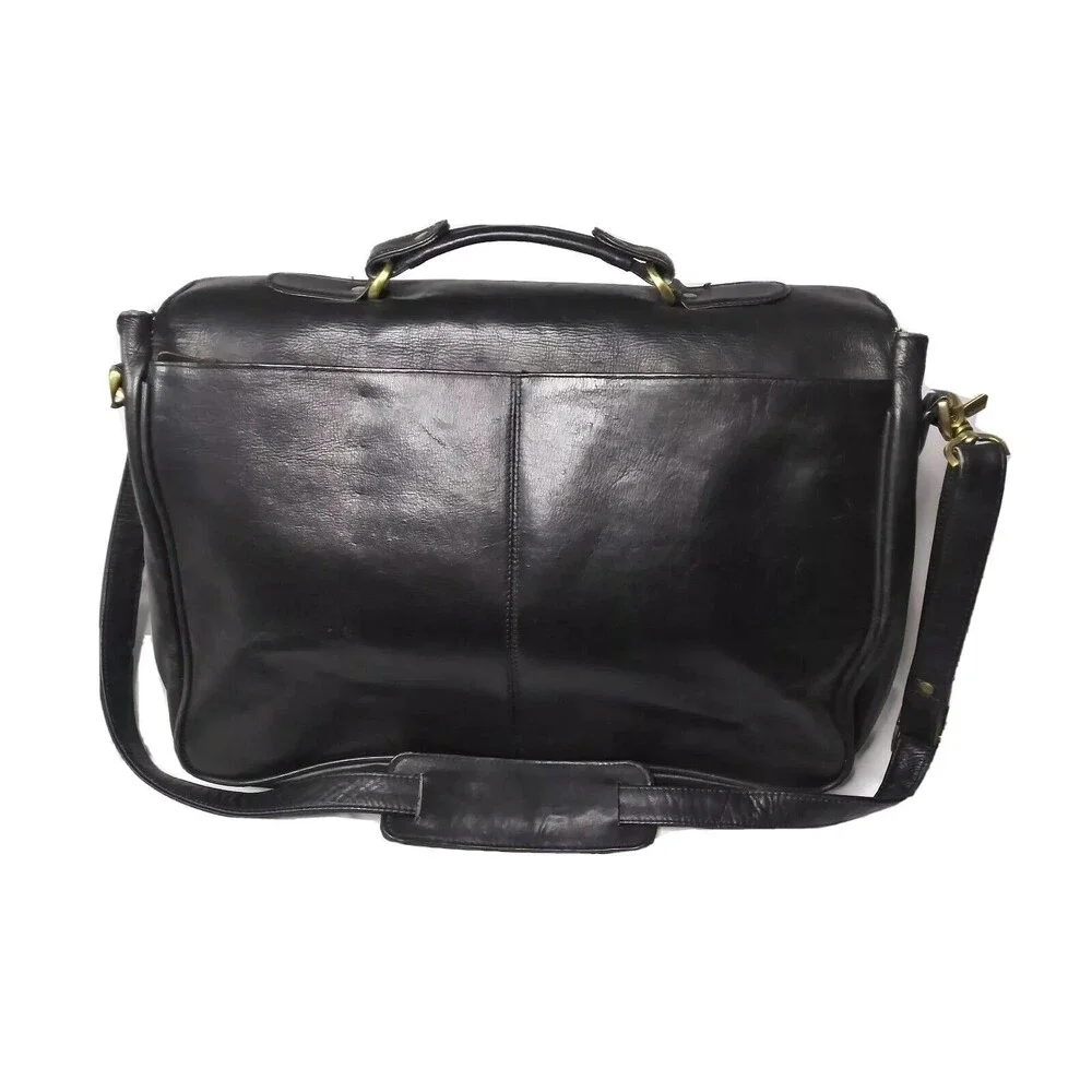 Vintage Boulder Ridge Leather Briefcase Black Shoulder Bag Messenger